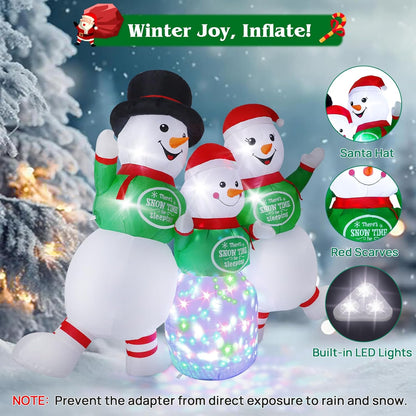 6.5FT Inflatable Snowman Family Decoration with Rotating Colorful LED for Yard & Christmas Party - view 4