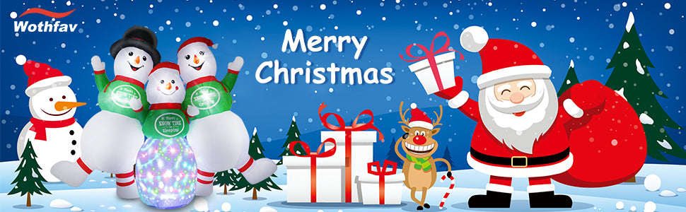 6.5FT Inflatable Snowman Family Decoration with Rotating Colorful LED for Yard & Christmas Party - view 13