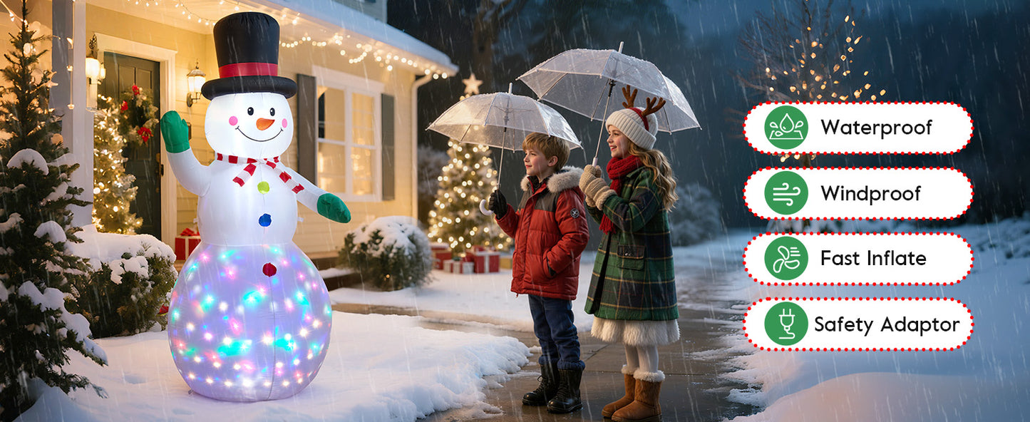 6.5FT Inflatable Snowman Decoration with Motion Sensor & RGB LED for Yard & Christmas Party - view 13