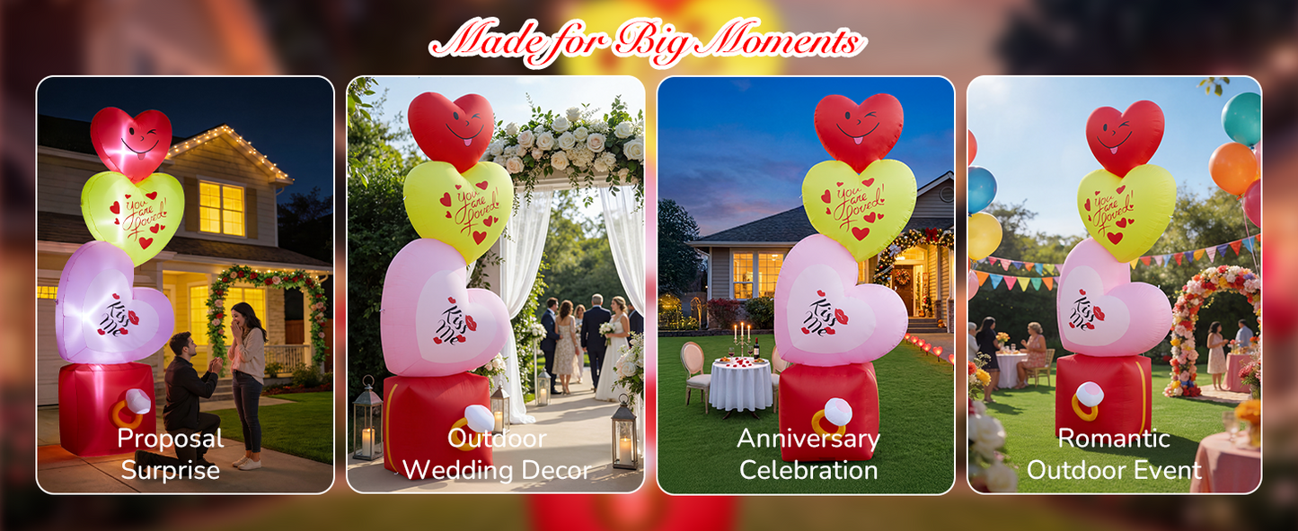 14FT Inflatable Hearts with Ring Box Decoration with LED Lights for Yard & Wedding/Anniversary - view 10