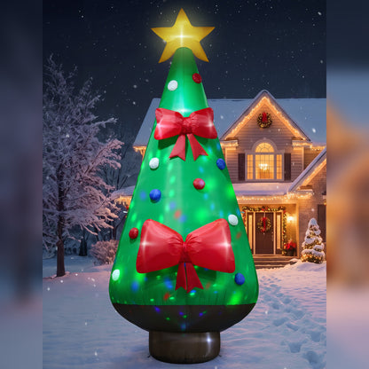 14FT Giant Inflatable Christmas Tree with Star Topper, Built-in LED & Rotating Disco Lights for Yard, Lawn & Outdoor Christmas Decoration