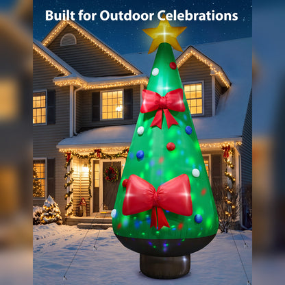 14FT Giant Inflatable Christmas Tree with Star Topper, Built-in LED & Rotating Disco Lights for Yard, Lawn & Outdoor Christmas Decoration