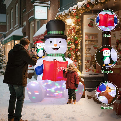 7FT Inflatable Snowman Decoration with Colorful Rotating LED for Yard & Christmas Party - view 3
