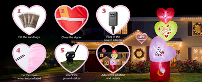 14FT Inflatable Hearts with Ring Box Decoration with LED Lights for Yard & Wedding/Anniversary - view 11