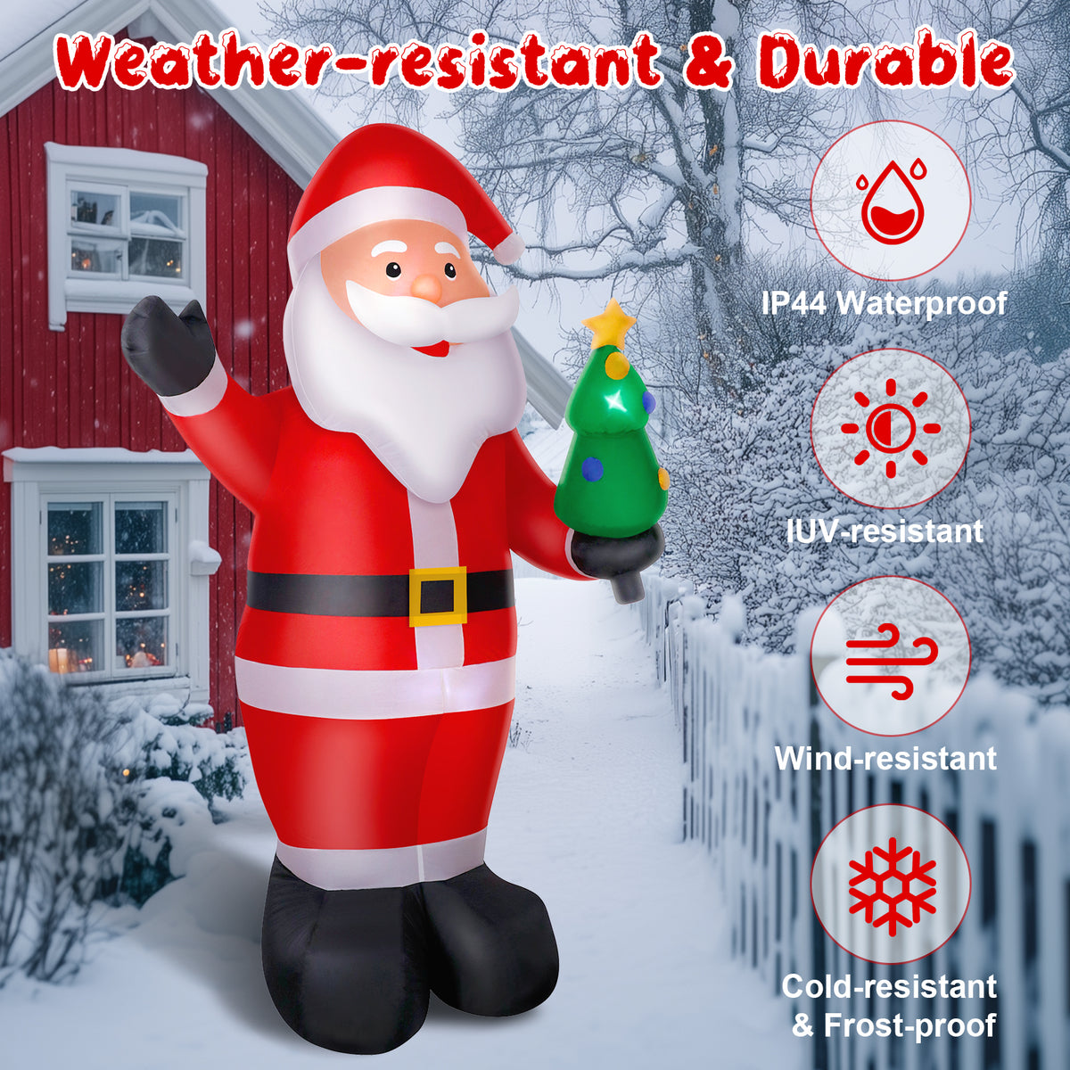 8FT inflatable standing Santa Claus with LED lights for Christmas yard decoration