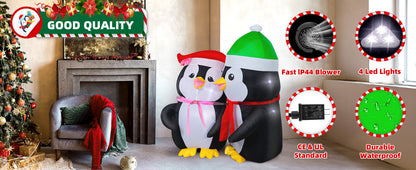 5FT Inflatable Lovers Penguins Decoration with Rotating Colored LED for Yard & Christmas Party - view 8