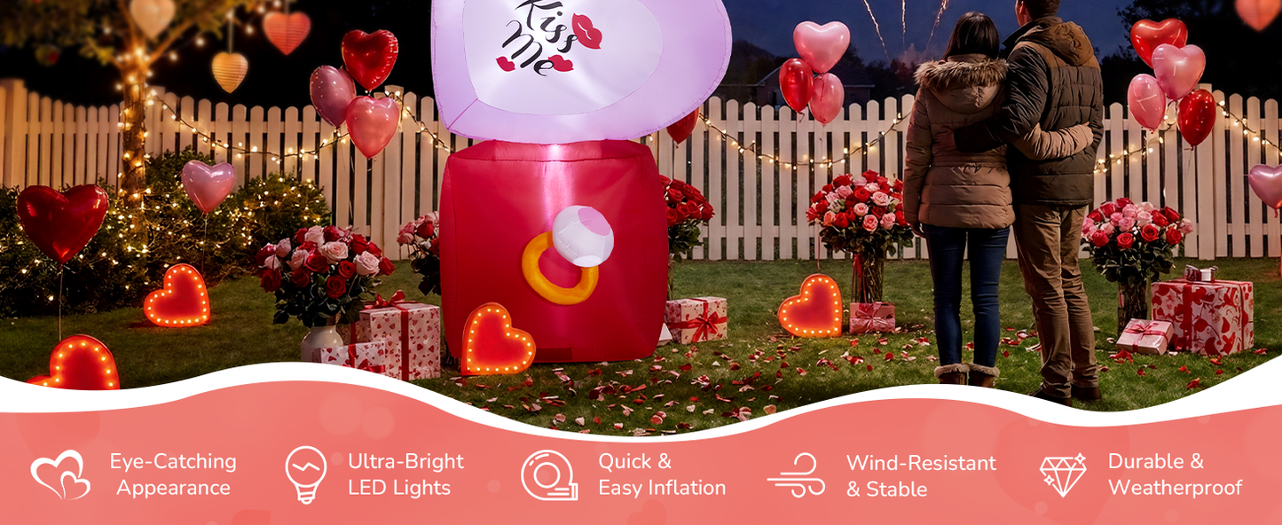 14FT Inflatable Hearts with Ring Box Decoration with LED Lights for Yard & Wedding/Anniversary - view 9