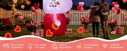 14FT Inflatable Hearts with Ring Box Decoration with LED Lights for Yard & Wedding/Anniversary - view 9
