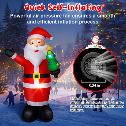 8FT inflatable standing Santa Claus with LED lights for Christmas yard decoration