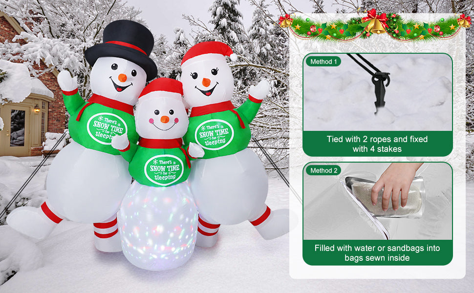 6.5FT Inflatable Snowman Family Decoration with Rotating Colorful LED for Yard & Christmas Party - view 16