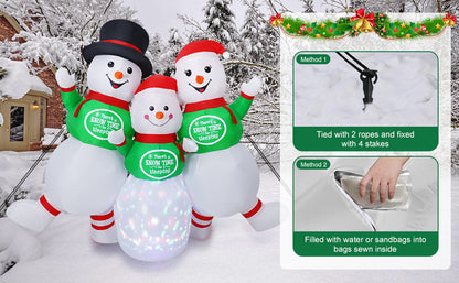 6.5FT Inflatable Snowman Family Decoration with Rotating Colorful LED for Yard & Christmas Party - view 16
