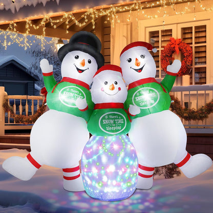 6.5FT Inflatable Snowman Family Decoration with Rotating Colorful LED for Yard & Christmas Party - view 9
