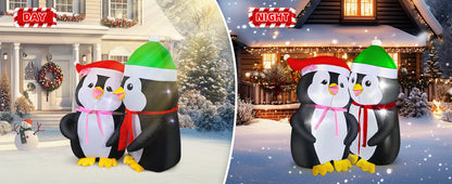 5FT Inflatable Lovers Penguins Decoration with Rotating Colored LED for Yard & Christmas Party - view 10