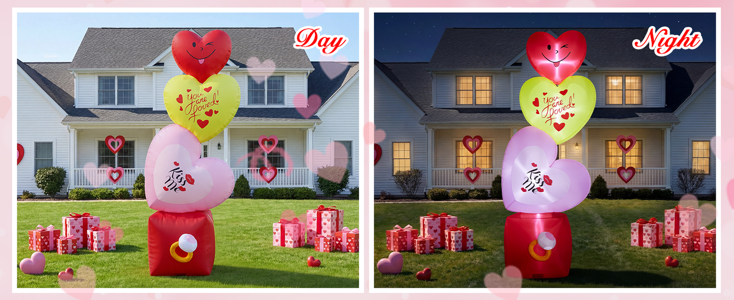 14FT Inflatable Hearts with Ring Box Decoration with LED Lights for Yard & Wedding/Anniversary - view 13