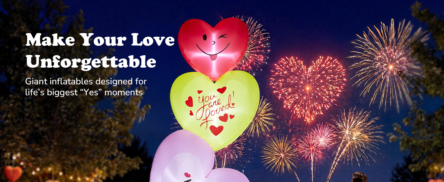 14FT Inflatable Hearts with Ring Box Decoration with LED Lights for Yard & Wedding/Anniversary - view 8