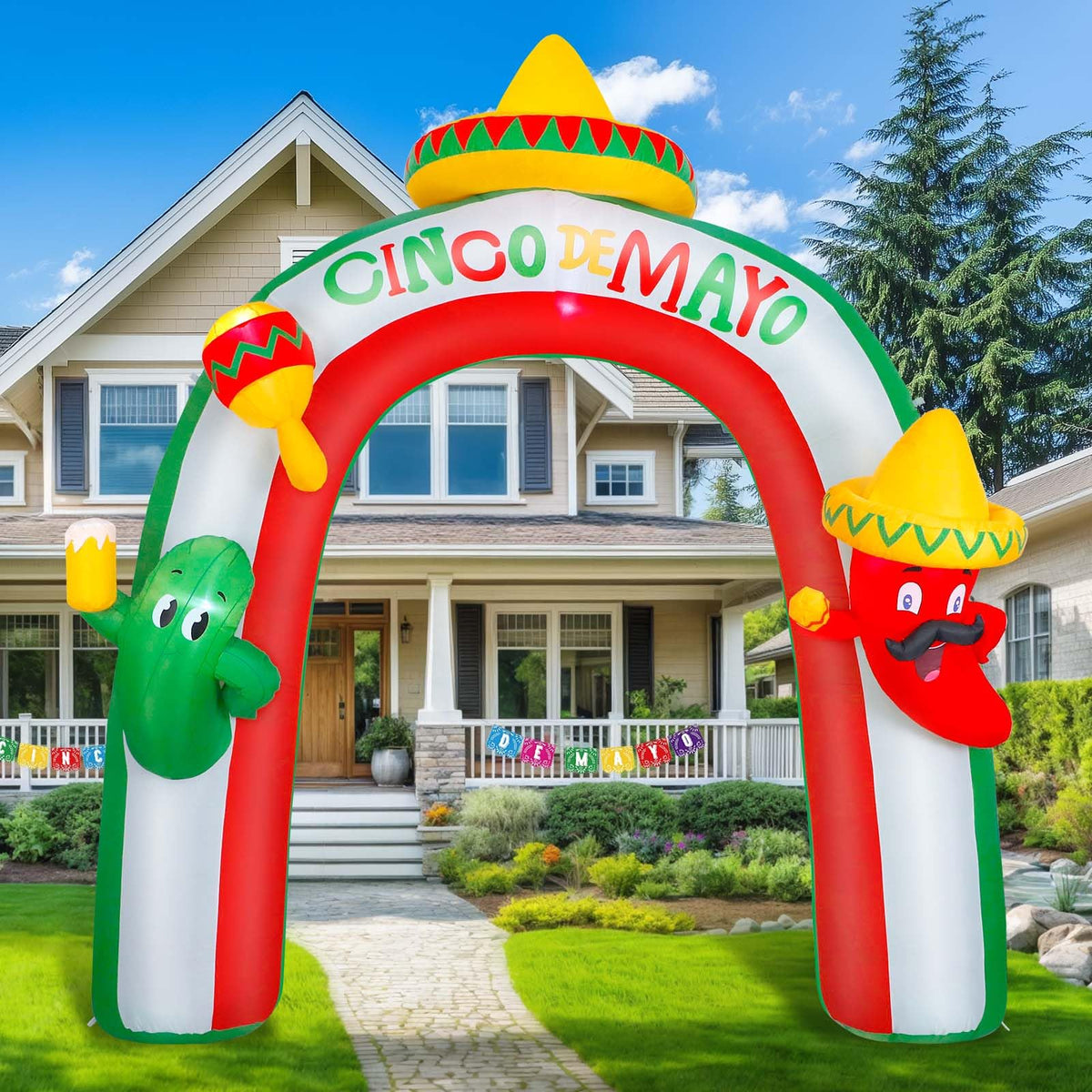 10FT Cinco de Mayo Inflatable Archway with Taco & Sombrero LED