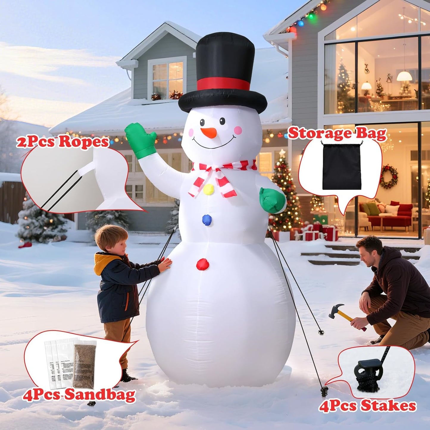 6.5FT Inflatable Snowman Decoration with Motion Sensor & RGB LED for Yard & Christmas Party - view 7