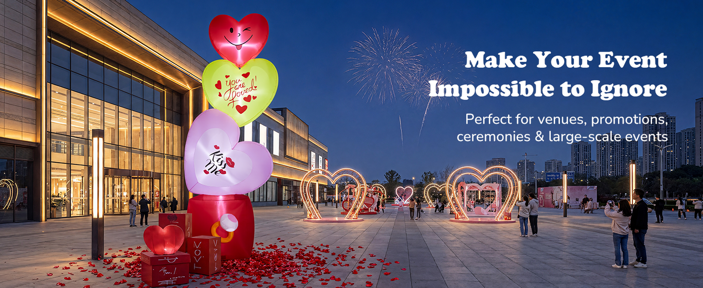 14FT Inflatable Hearts with Ring Box Decoration with LED Lights for Yard & Wedding/Anniversary - view 15
