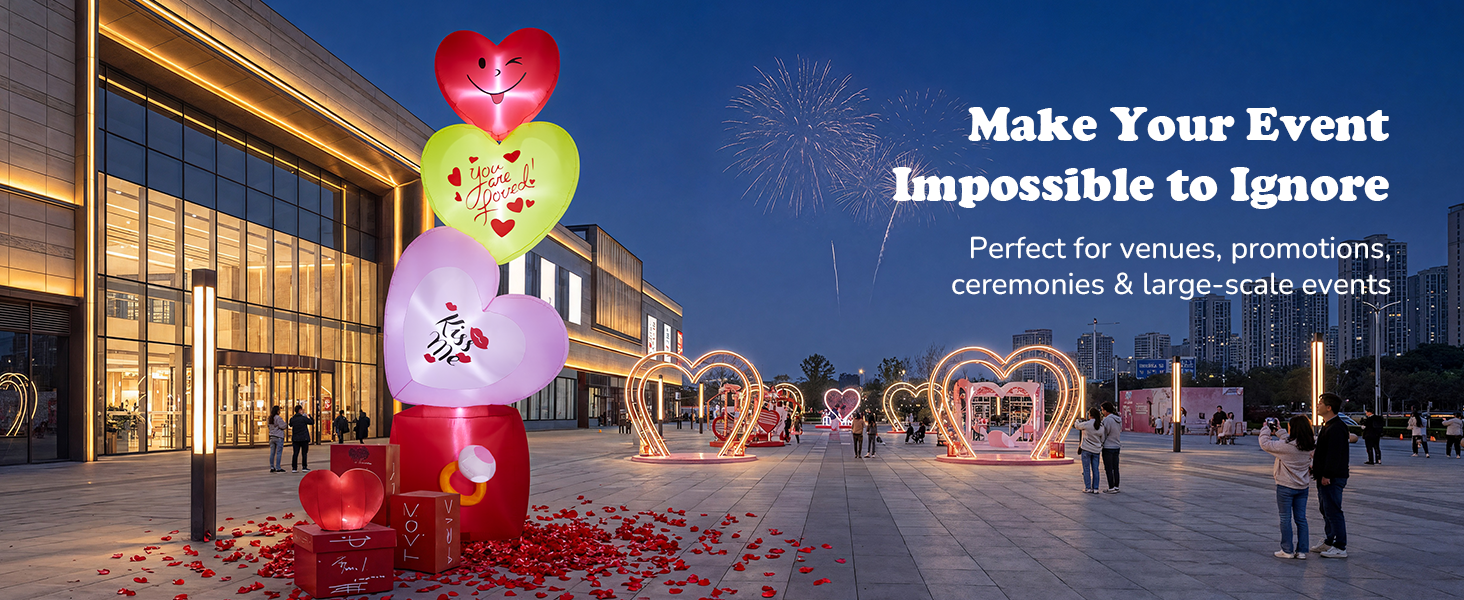14FT Inflatable Hearts with Ring Box Decoration with LED Lights for Yard & Wedding/Anniversary - view 15