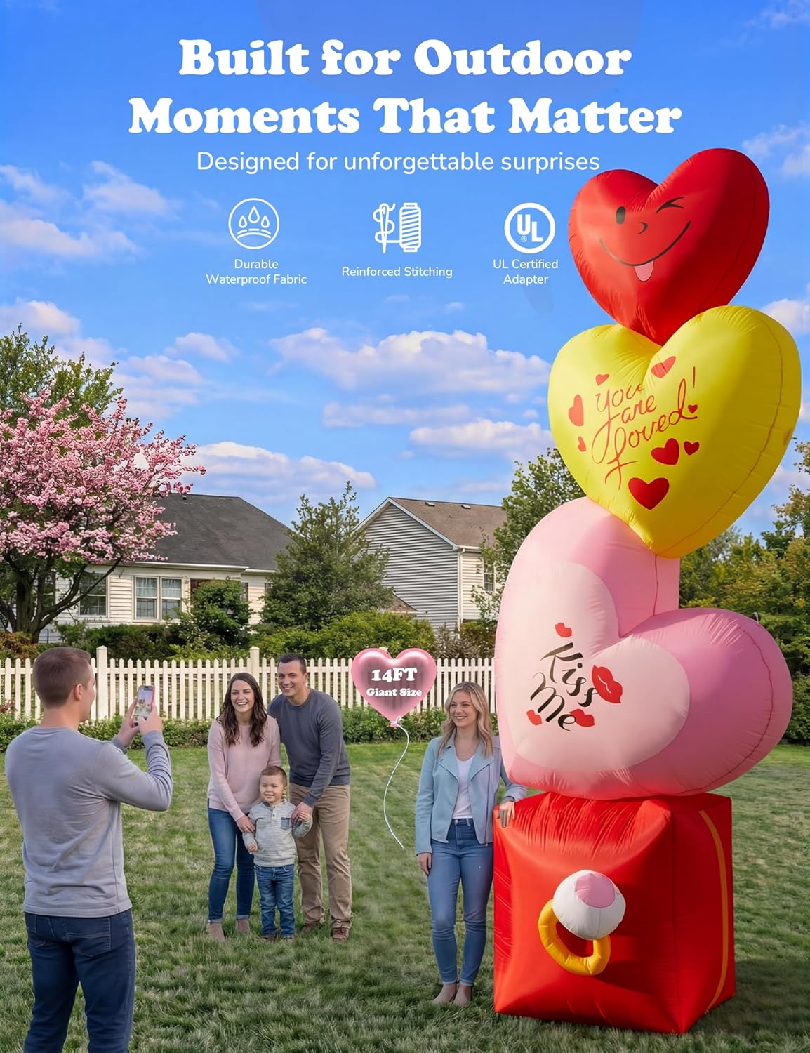 14FT Inflatable Hearts with Ring Box Decoration with LED Lights for Yard & Wedding/Anniversary - view 6