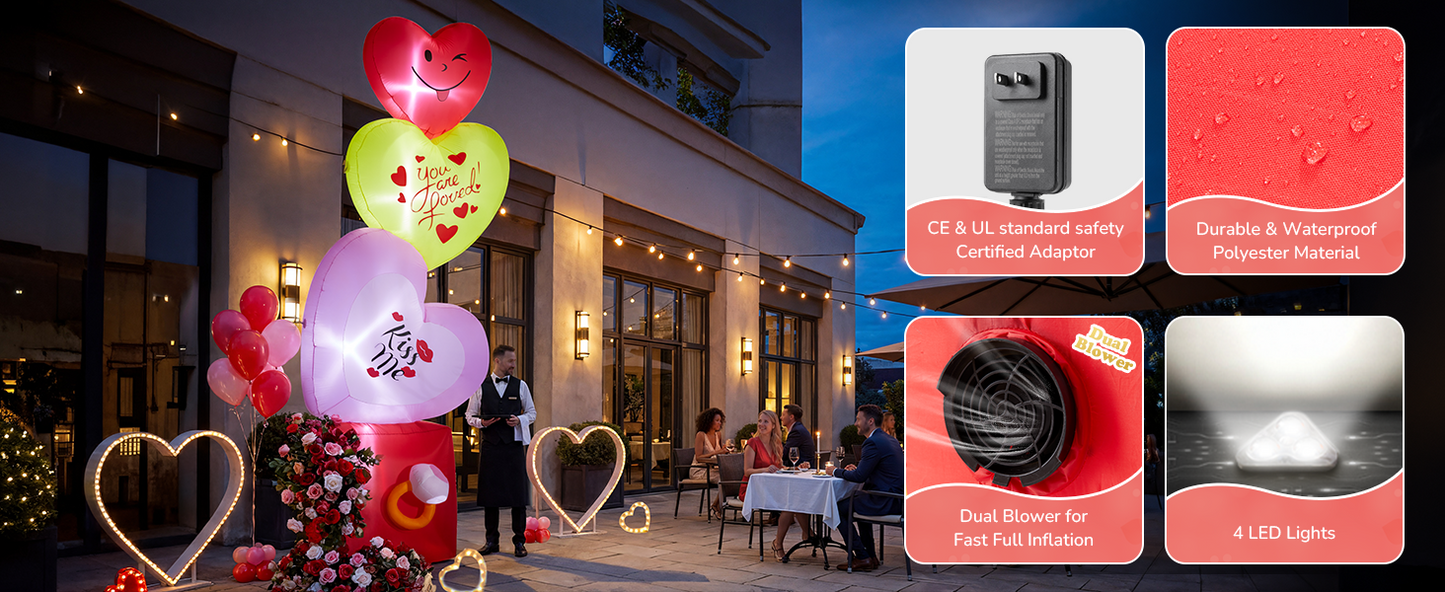 14FT Inflatable Hearts with Ring Box Decoration with LED Lights for Yard & Wedding/Anniversary - view 14