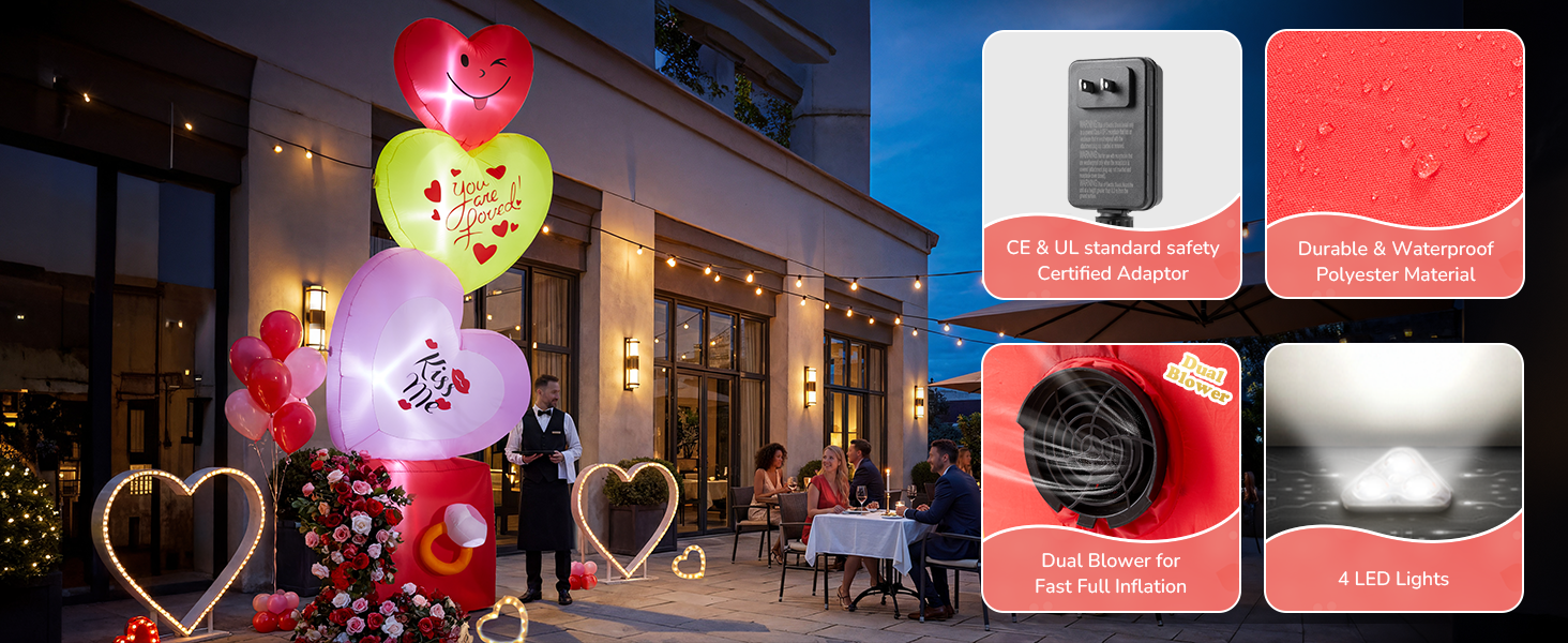 14FT Inflatable Hearts with Ring Box Decoration with LED Lights for Yard & Wedding/Anniversary - view 14