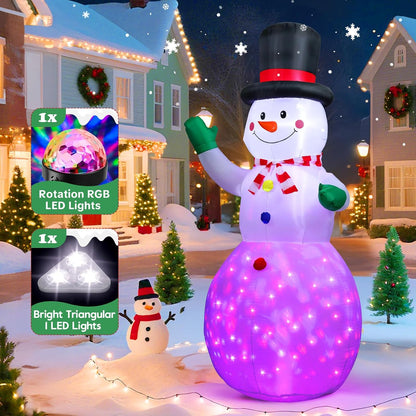 6.5FT Inflatable Snowman Decoration with Rotating 3-Color LED for Yard & Christmas Party - view 3