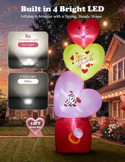 14FT Inflatable Hearts with Ring Box Decoration with LED Lights for Yard & Wedding/Anniversary - view 4