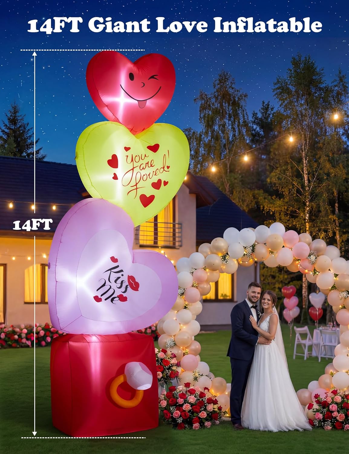 14FT Inflatable Hearts with Ring Box Decoration with LED Lights for Yard & Wedding/Anniversary - view 2