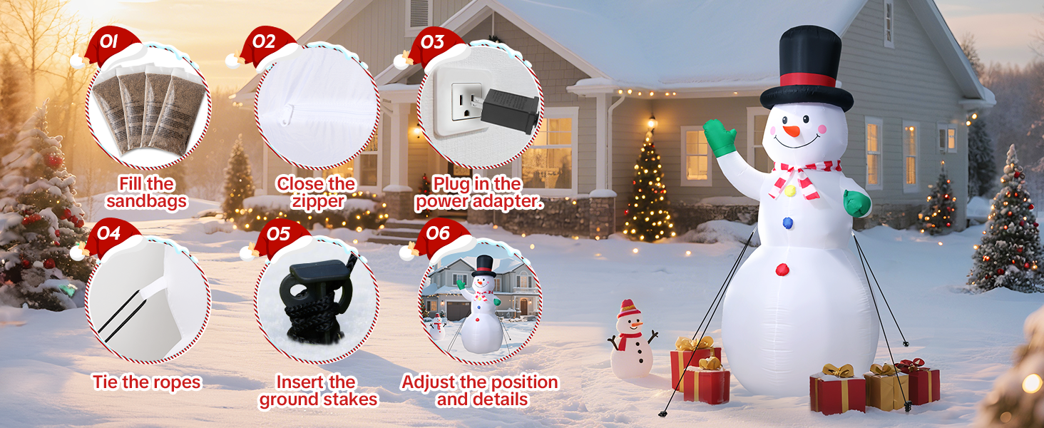 6.5FT Inflatable Snowman Decoration with Motion Sensor & RGB LED for Yard & Christmas Party - view 11