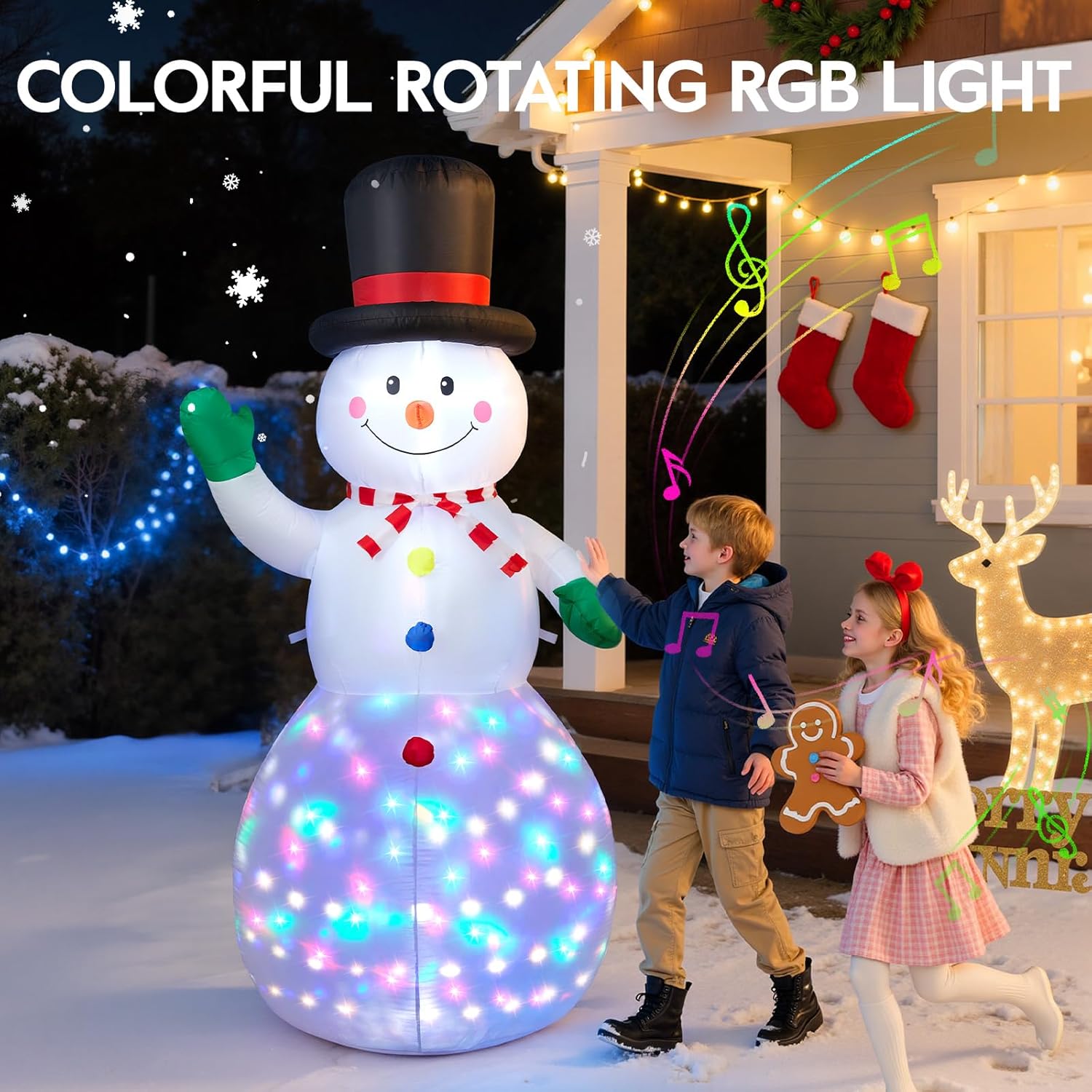 6.5FT Inflatable Snowman Decoration with Motion Sensor & RGB LED for Yard & Christmas Party - view 5