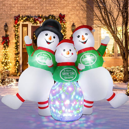 6.5FT Inflatable Snowman Family Decoration with Rotating Colorful LED for Yard & Christmas Party - view 3