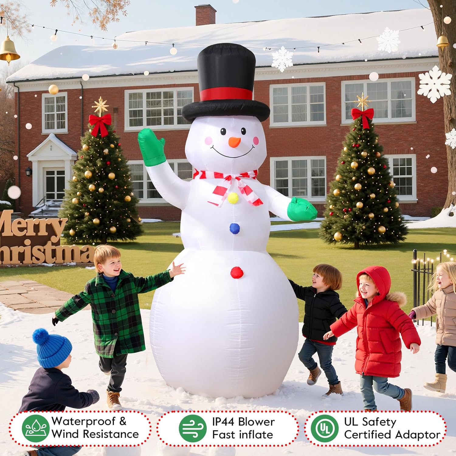 6.5FT Inflatable Snowman Decoration with Rotating 3-Color LED for Yard & Christmas Party - view 6