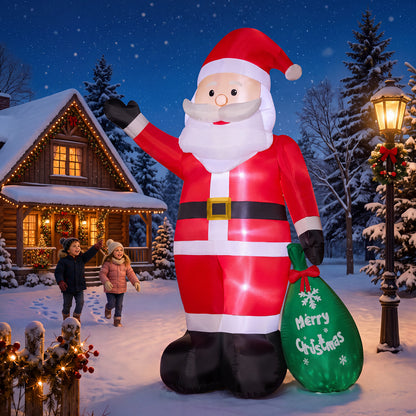 15FT Inflatable Santa Claus with Glowing Gift Bag & LED Lights for Yard & Christmas Party