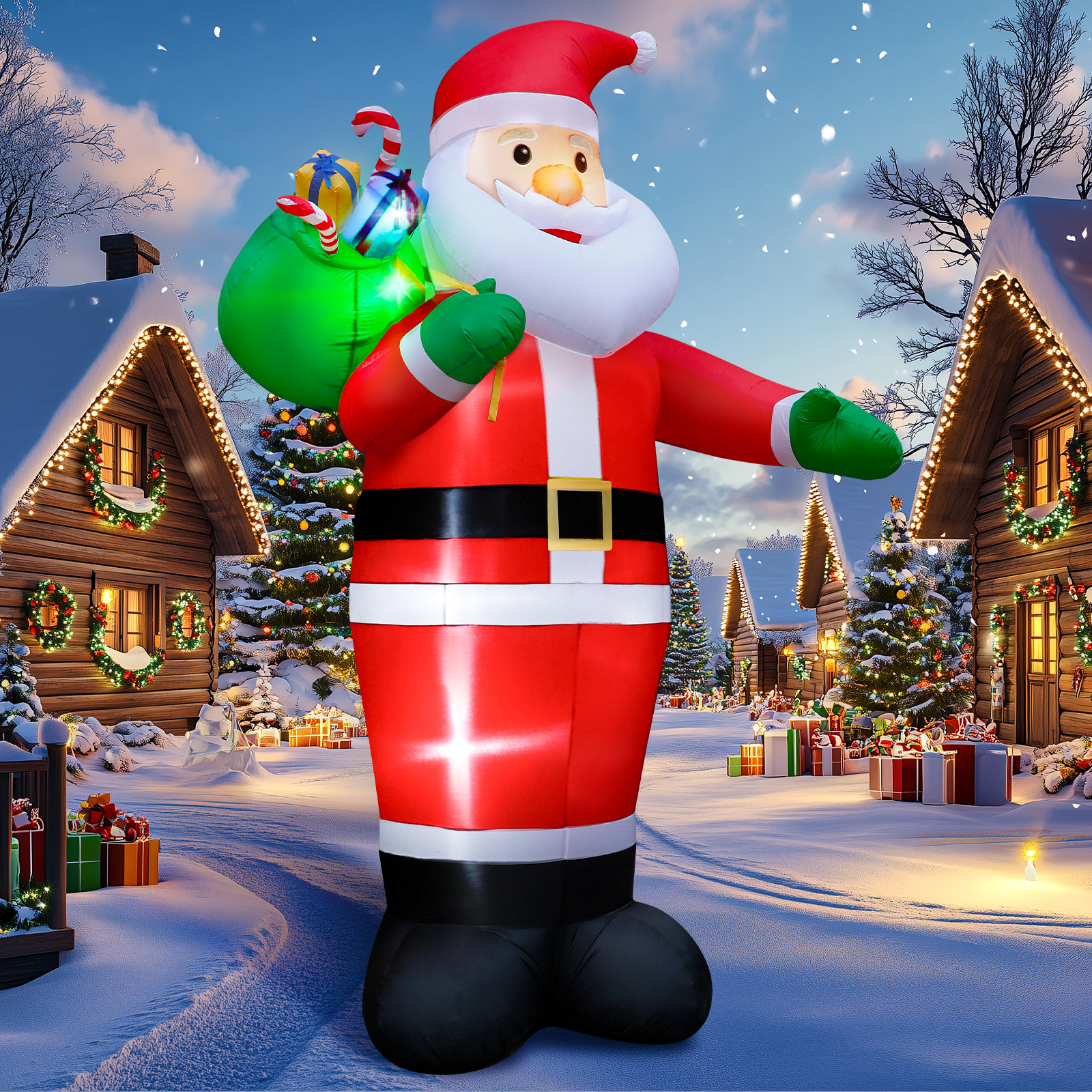 14FT Christmas Inflatable Santa Claus Outdoor Blow Up Yard Decorations,Giant  Outside Standing Waterproof Smiling Santa Claus with Gift Bags,Built-in  LEDs for Xmas Holiday Party Yard Garden Lawn Decor - dawdix, image size:1600x1600